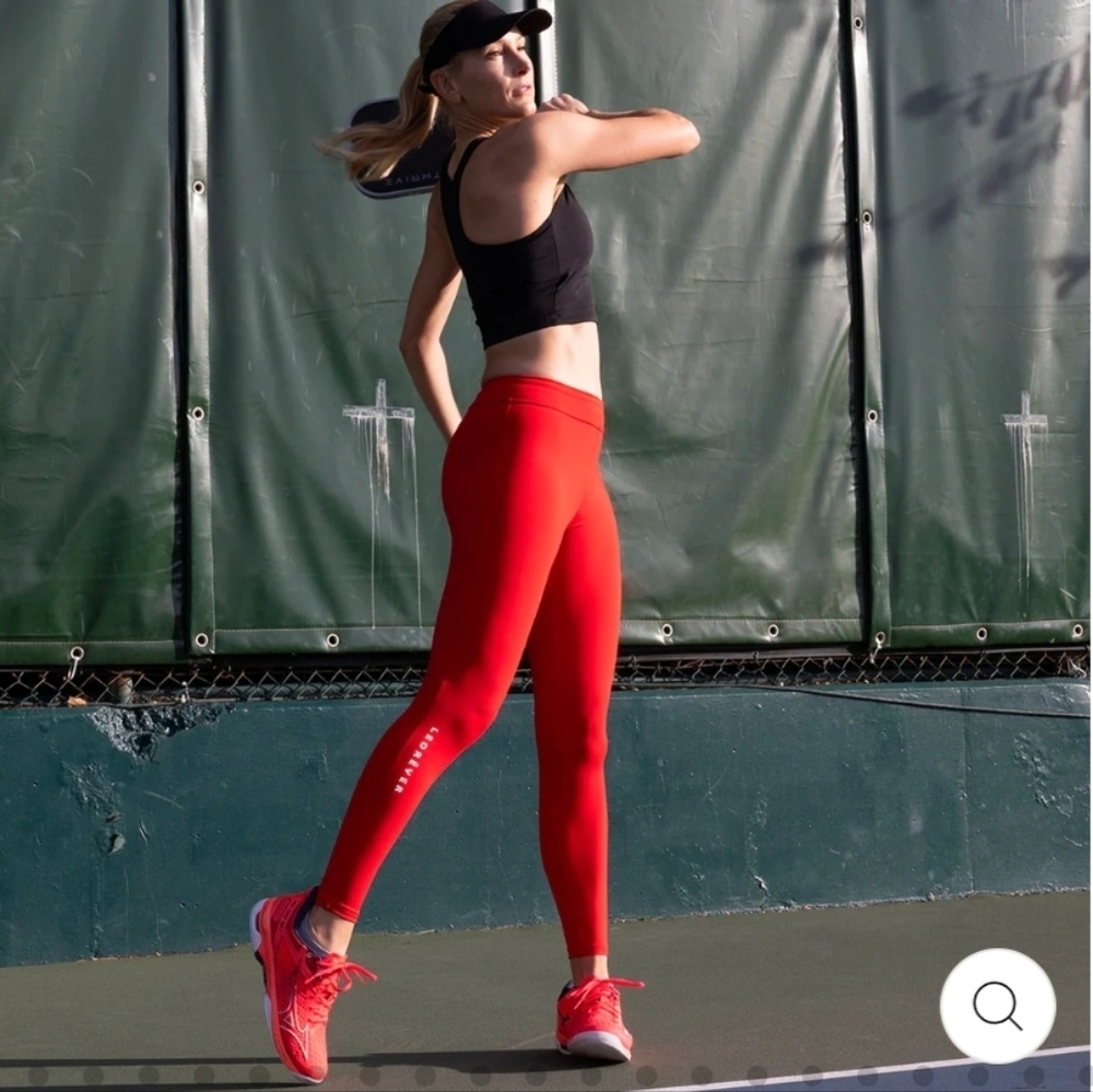 Leorêver women's balanced compression ankle tight red leggings size M